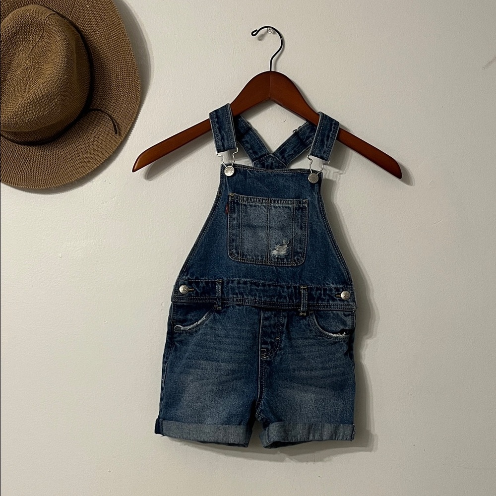 Levi's Dark Wash Denim Short Overalls
